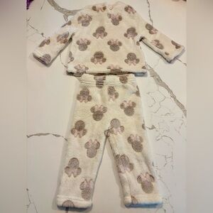 Minnie Mouse Cozy Cream and Brown Fleece set 12m
